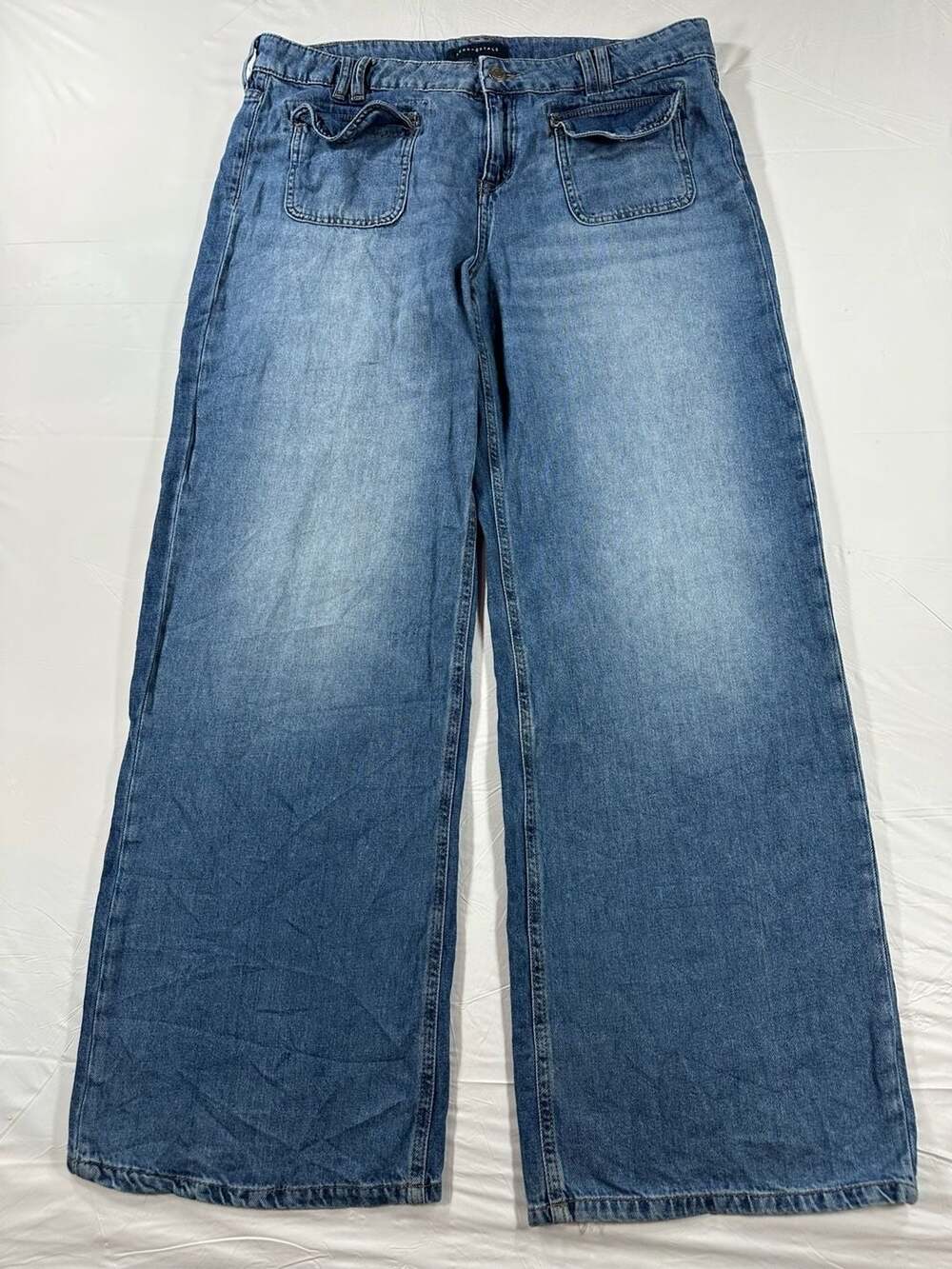 Aéropostale Aero Baggy Wide Leg Jeans Grunge  Size 12R Faded Dark Wash
